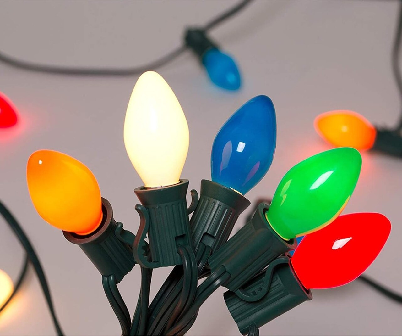 25Ft Multicolor Christmas Lights C7 Vintage Christmas String Lights with 27 Multicolor Ceramic Bulbs